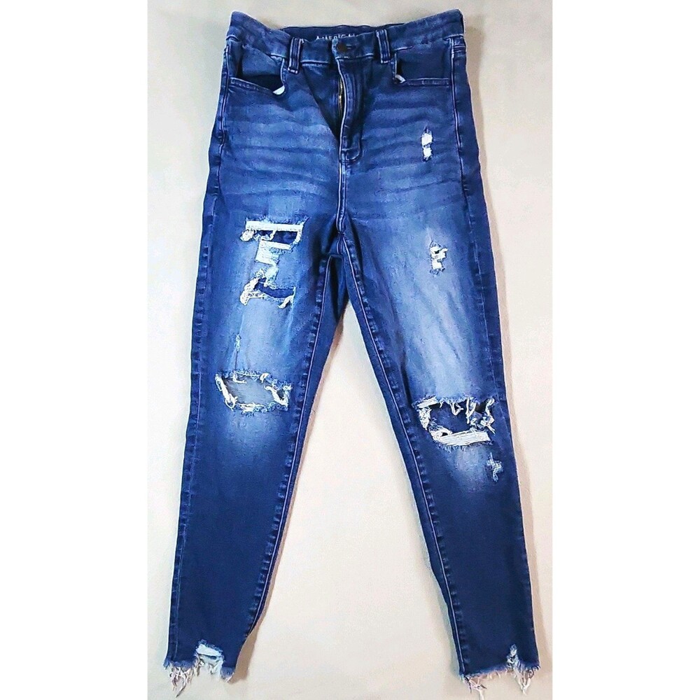 American Eagle Curvy High Rise Jegging Jeans Distressed Stretch Blue Size 27
